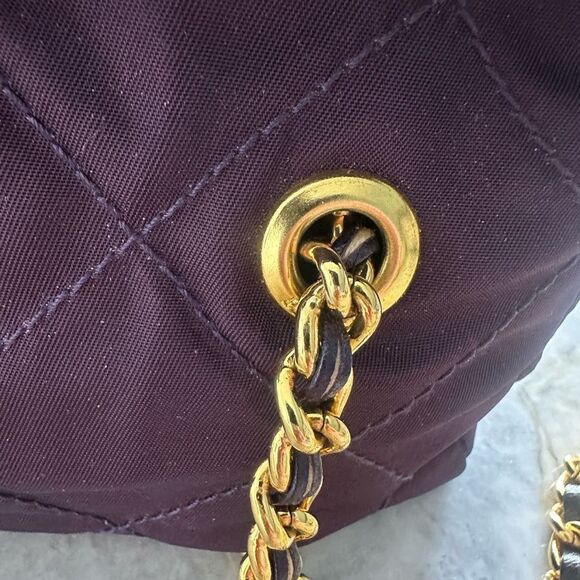 Prada Dark Purple Quilted Shoulder Bag with Chain Straps - Picture 4 of 17